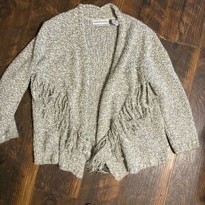 Alfred Dunner Gray Fringe Women's Sweater